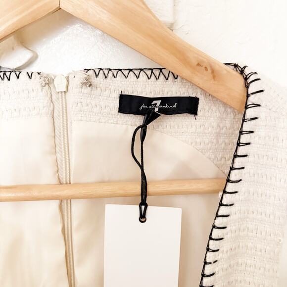 NWT For All Mankind Ivory Cutout Mini Dress Textured Tweed Sleeveless Size S - Picture 4 of 8